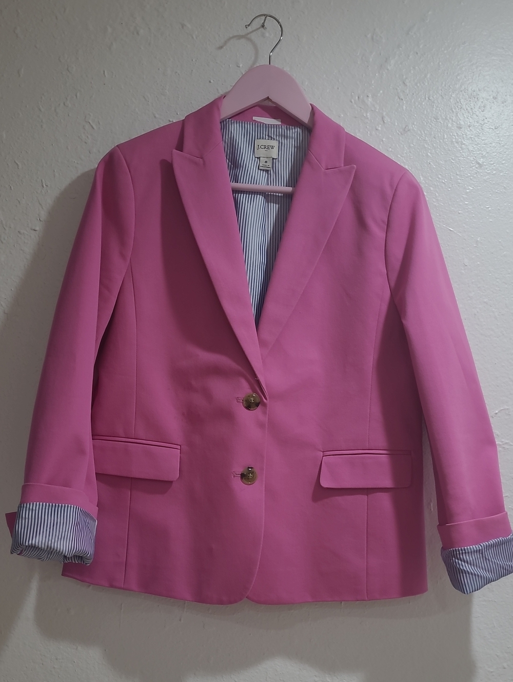 J. Crew Bright Pink Two-Button Notch Lapel Blazer